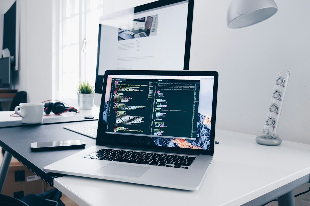 Website being built on a laptop